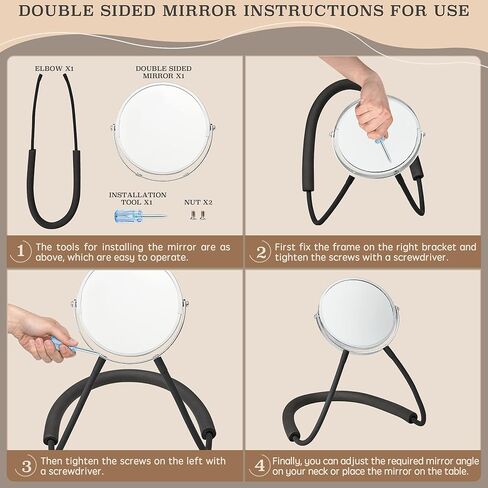 Double Sided Mirror to See Back of Head,Big Size 360°self Haircut Hands Free Adjustable mirror,Standard Viewing and 5X Magnification for Women Man,Mirror' arm is Flexible to Around The Neck(6.7IN) in Saudi Arabia
