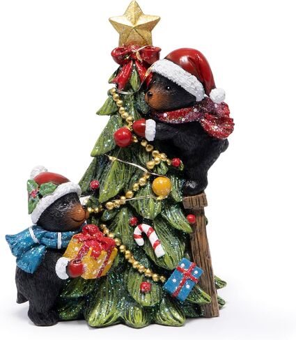 Hodao Christmas Decorations, Resin Black Bear & Christmas Tree Figurines, Indoor Holiday Decor for Home, Bedroom, Cute Xmas Ornaments & Gift in Saudi Arabia