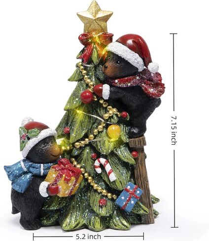Hodao Christmas Decorations, Resin Black Bear & Christmas Tree Figurines, Indoor Holiday Decor for Home, Bedroom, Cute Xmas Ornaments & Gift in Saudi Arabia