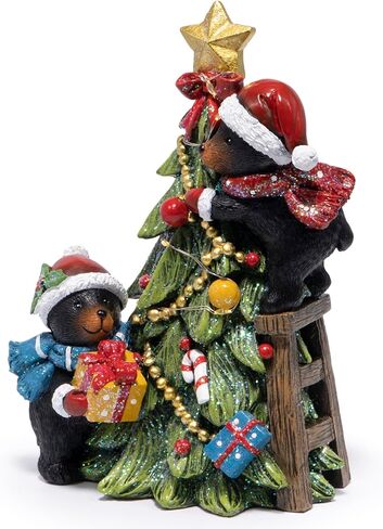 Hodao Christmas Decorations, Resin Black Bear & Christmas Tree Figurines, Indoor Holiday Decor for Home, Bedroom, Cute Xmas Ornaments & Gift in Saudi Arabia