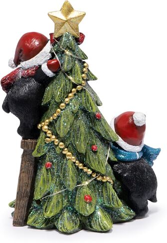 Hodao Christmas Decorations, Resin Black Bear & Christmas Tree Figurines, Indoor Holiday Decor for Home, Bedroom, Cute Xmas Ornaments & Gift in Saudi Arabia