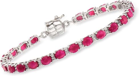 Ross-Simons 7.00 ct. t.w. Ruby and .20 ct. t.w. White Topaz Tennis Bracelet in Sterling Silver With Magnetic Clasp in Saudi Arabia