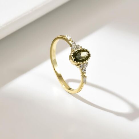 Halo Eternity Band Ring for Women 925 Sterling Silver Oval Peridot Crystal Birthstone Stackable Rings 14k Plated Olivine Cubic Zirconia Engagement Ring for Her Bride Wedding Valentine's Day Jewelry Gift in Saudi Arabia
