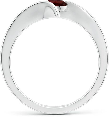 Angara Natural Garnet Solitaire Ring for Women | Bar-Set Solitaire Round Garnet Bypass Ring in 14K Solid Gold/Silver/Platinum | January Birthday, Anniversary, Gemstone Jewellery Gift in Saudi Arabia