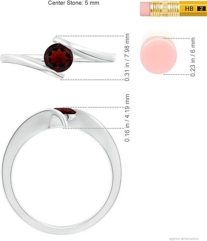 Angara Natural Garnet Solitaire Ring for Women | Bar-Set Solitaire Round Garnet Bypass Ring in 14K Solid Gold/Silver/Platinum | January Birthday, Anniversary, Gemstone Jewellery Gift in Saudi Arabia