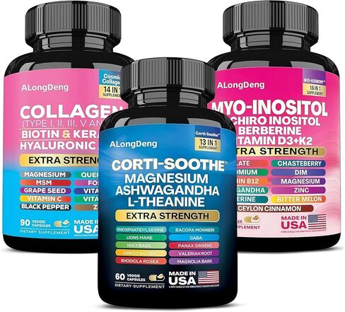 مجموعة ALongDeng She Shines - مكمل متكامل للسيدات مع Corti-Soothe وMyo-Inositol وCollagen ومكونات قوية إضافية in Saudi Arabia