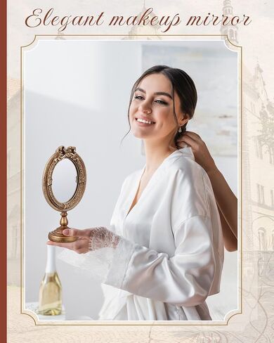 مرآة فانيتي عتيقة من Wonderjune، مرآة باروكية جمالية لسطح المكتب، ديكور أنيق لغرفة الملابس وغرفة النوم، هدية لعيد الميلاد in Saudi Arabia
