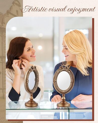 مرآة فانيتي عتيقة من Wonderjune، مرآة باروكية جمالية لسطح المكتب، ديكور أنيق لغرفة الملابس وغرفة النوم، هدية لعيد الميلاد in Saudi Arabia