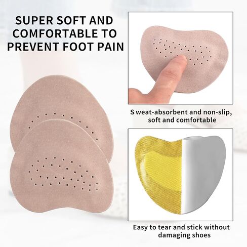 3 Pairs Forefoot Cushion Inserts for Women Shoes, Sandals Forefoot Pads for Women High Heels Anti-Slip Insole Pads, Self-Adhesive Shoe Pad Stickers Inside Shoes for Shoe Too Big(Beige White) in Saudi Arabia