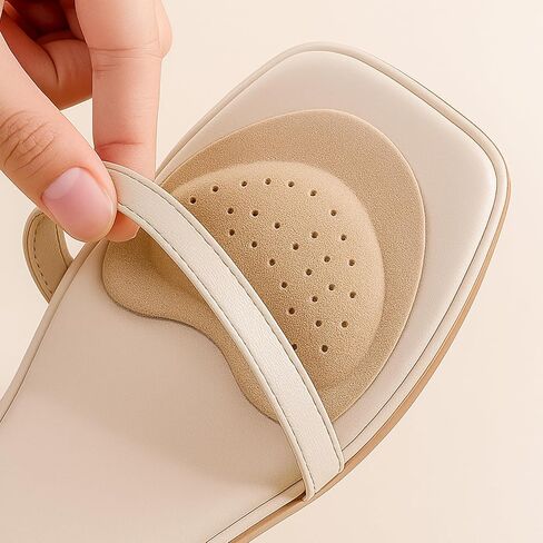 3 Pairs Forefoot Cushion Inserts for Women Shoes, Sandals Forefoot Pads for Women High Heels Anti-Slip Insole Pads, Self-Adhesive Shoe Pad Stickers Inside Shoes for Shoe Too Big(Beige White) in Saudi Arabia
