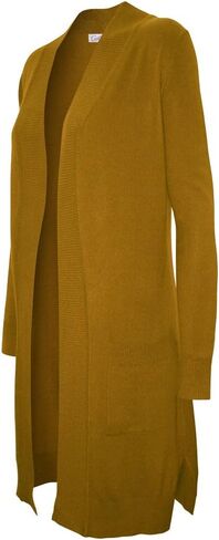 Cielo Women's Solid Basic Long Line Open Front Pockets Knit Sweater Cardigan in Saudi Arabia