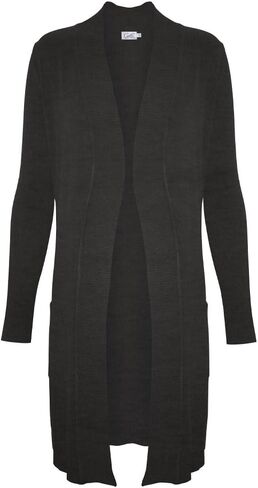 Cielo Women's Solid Basic Long Line Open Front Pockets Knit Sweater Cardigan in Saudi Arabia