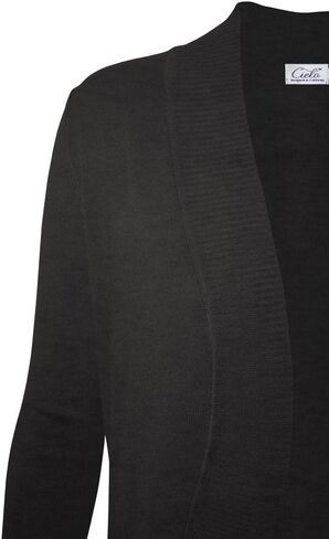 Cielo Women's Solid Basic Long Line Open Front Pockets Knit Sweater Cardigan in Saudi Arabia