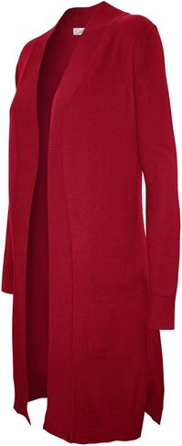 Cielo Women's Solid Basic Long Line Open Front Pockets Knit Sweater Cardigan in Saudi Arabia