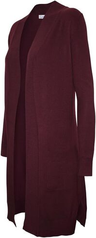 Cielo Women's Solid Basic Long Line Open Front Pockets Knit Sweater Cardigan in Saudi Arabia