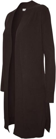 Cielo Women's Solid Basic Long Line Open Front Pockets Knit Sweater Cardigan in Saudi Arabia