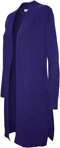 Cielo Women's Solid Basic Long Line Open Front Pockets Knit Sweater Cardigan in Saudi Arabia