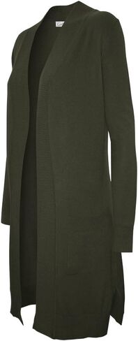 Cielo Women's Solid Basic Long Line Open Front Pockets Knit Sweater Cardigan in Saudi Arabia