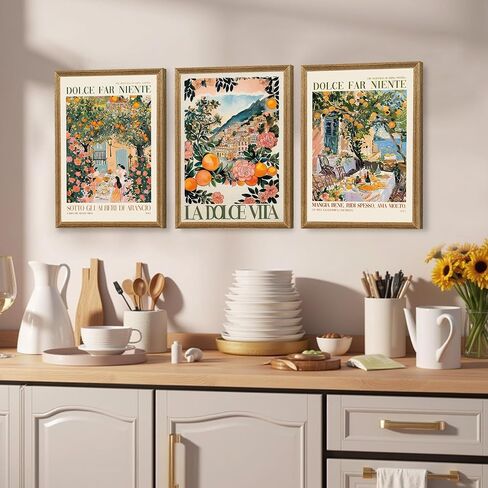 SYWENNOI 3 Pieces Wood Framed Italy Scenes Canvas Wall Art, Tuscan Wall Decor for Living Spaces, Vintage City Landscape Art Poster Prints for Bedroom Kitchen Dining Room Ready to Hang 12x16 inches in Saudi Arabia