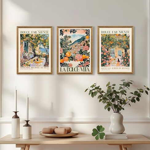 SYWENNOI 3 Pieces Wood Framed Italy Scenes Canvas Wall Art, Tuscan Wall Decor for Living Spaces, Vintage City Landscape Art Poster Prints for Bedroom Kitchen Dining Room Ready to Hang 12x16 inches in Saudi Arabia