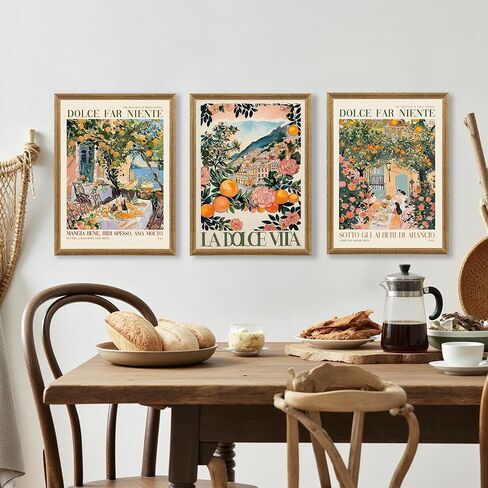 SYWENNOI 3 Pieces Wood Framed Italy Scenes Canvas Wall Art, Tuscan Wall Decor for Living Spaces, Vintage City Landscape Art Poster Prints for Bedroom Kitchen Dining Room Ready to Hang 12x16 inches in Saudi Arabia