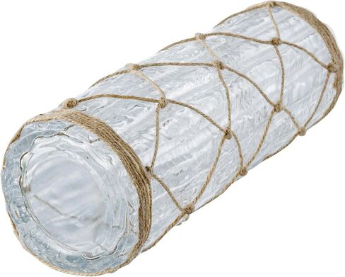 MyGift Rustic Clear Glass Vase with Hand-Woven Hemp Rope Wrap – Decorative Tabletop Flower Vase for Farmhouse, Boho, or Coastal Home Decor in Saudi Arabia