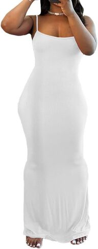 PINSV Women Summer Long Dress Casual Slip Sexy Sleeveless Bodycon Maxi Dresses for Women in Saudi Arabia