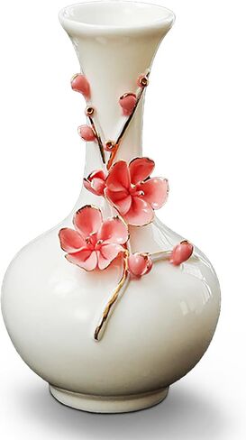 MTME Porcelain vase with Flowers, Plum Blossom, Memorabilia, Wedding Gifts, Aesthetic Sculpture Home décor (White) in Saudi Arabia