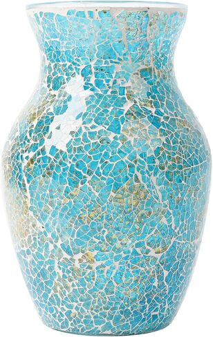 Adedeo Mosaic Glass Flower Vase for Home Decor, Handmade Glass Vases for Living Room, Kitchen, Wedding, Office (Brown, 5 * 8 Inch) in Saudi Arabia