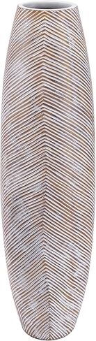 Leewadee Decorative Tall Floor Vase for Living Room Decor, 34 inches, White Wash, Resin in Saudi Arabia