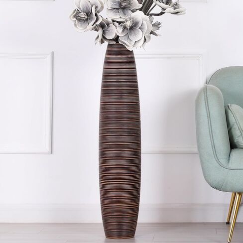 Leewadee Decorative Tall Floor Vase for Living Room Decor, 34 inches, White Wash, Resin in Saudi Arabia