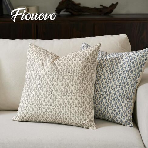 أغطية وسائد FIOUOVO زهرية مقاس 18 × 18 غطاء وسادة بطباعة كتلة وسائد أريكة لغرفة المعيشة مزخرفة بلكنة محايدة، قطعة واحدة، رمادي داكن فاتح in Saudi Arabia