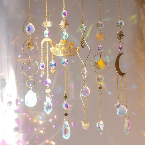 Sun Catchers Colorful Crystals Suncatcher with Chain Pendant Ornaments Hanging Crystals Prism Rainbow for Window Home Indoor Outdoor-Silver in Saudi Arabia