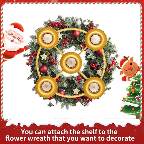 Advent Wreath Candle Holder, Christmas Candle Holder Advent Rings Candle Holder for Tapered Advent Candles, Advent Decorations for Christmas Advent Festival Home Party Church, Gold(No Candles) in Saudi Arabia