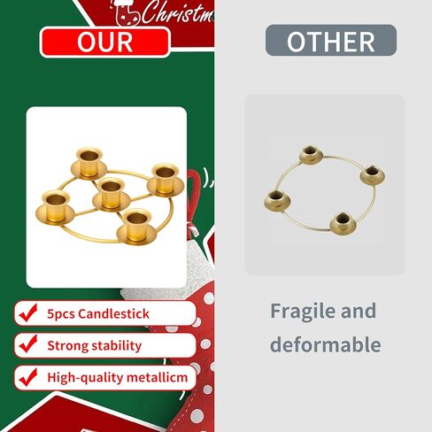 Advent Wreath Candle Holder, Christmas Candle Holder Advent Rings Candle Holder for Tapered Advent Candles, Advent Decorations for Christmas Advent Festival Home Party Church, Gold(No Candles) in Saudi Arabia
