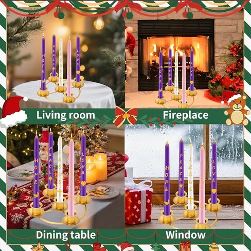 Advent Wreath Candle Holder, Christmas Candle Holder Advent Rings Candle Holder for Tapered Advent Candles, Advent Decorations for Christmas Advent Festival Home Party Church, Gold(No Candles) in Saudi Arabia