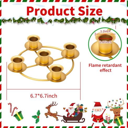 Advent Wreath Candle Holder, Christmas Candle Holder Advent Rings Candle Holder for Tapered Advent Candles, Advent Decorations for Christmas Advent Festival Home Party Church, Gold(No Candles) in Saudi Arabia