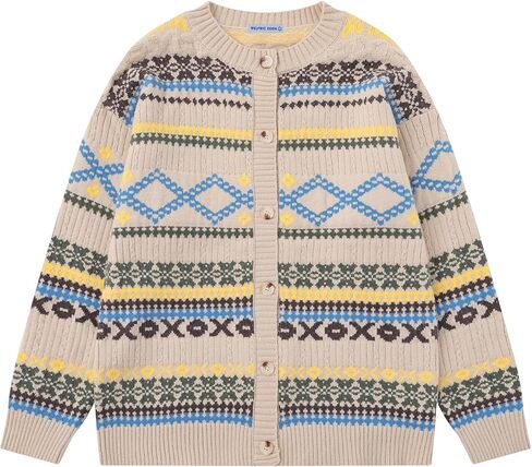 Aelfric Eden Cardigan Sweater Vintage Open Front Knit Cardigans Graphic Color Blocking Sweaters Streetwear 2025 Outfits in Saudi Arabia