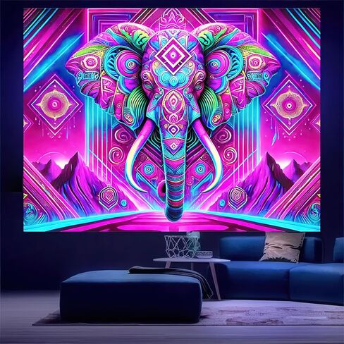BlissYard Aliens نسيج 78 × 59 بوصة Blacklight Trippy Weed Alien Marijuana Leaf الأشعة فوق البنفسجية رد الفعل بارد الغريبة ورقة الماريجوانا أسود ضوء الجدار نسيج يتوهج في الظلام ملصق ديكور الحفلات in Kuwait