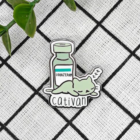 Sleeping Cat ‘Cativan’ Enamel Pin - Fun Series - Enamel Lapel Pin - Plated Badge for Clothing, Bags, and Lanyards in Saudi Arabia