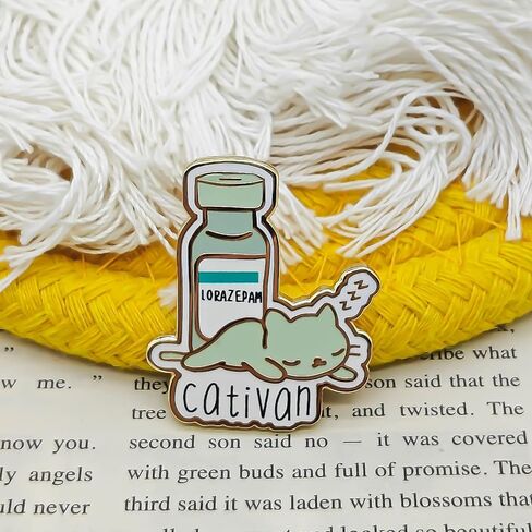 Sleeping Cat ‘Cativan’ Enamel Pin - Fun Series - Enamel Lapel Pin - Plated Badge for Clothing, Bags, and Lanyards in Saudi Arabia