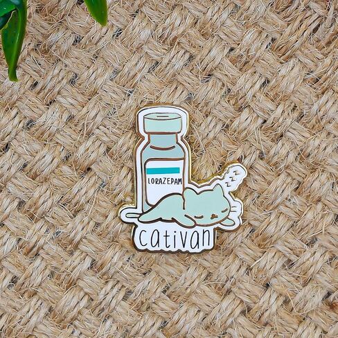 Sleeping Cat ‘Cativan’ Enamel Pin - Fun Series - Enamel Lapel Pin - Plated Badge for Clothing, Bags, and Lanyards in Saudi Arabia
