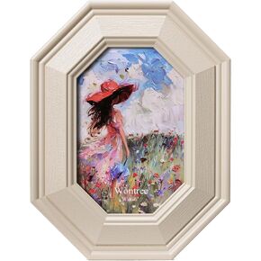 Wontree 8x10 Gold Octagonal Picture Frame, Solid Wood with Real Glass, Display 8x10 Photos Matted to 5x7, Vertical for Desk Tabletop or Wall Hanging in Saudi Arabia