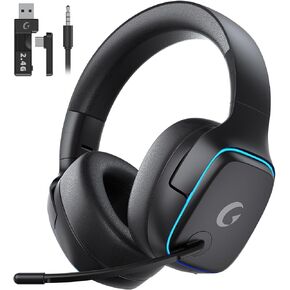 Wireless Gaming Headset with Microphone for PS5, PC, PS4, Nintendo Switch, 2.4GHz USB Gamer Headphones, Bluetooth 5.3 Gaming Headset for Laptop, Computer, Ergonomic Foldable Design (Black) in Kuwait