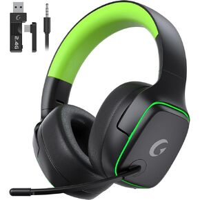 Wireless Gaming Headset with Microphone for PS5, PC, PS4, Nintendo Switch, 2.4GHz USB Gamer Headphones, Bluetooth 5.3 Gaming Headset for Laptop, Computer, Ergonomic Foldable Design (Black) in Saudi Arabia