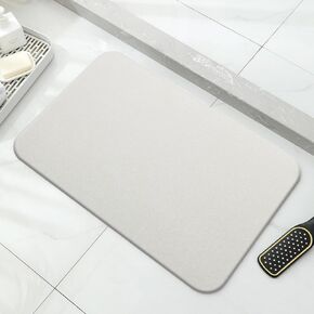 Stone Bath Mat Quick Dry, Diatomaceous Earth Bath Mat Non Slip Absorbent Floor Mat, Diatomite Stone Drying Mat for Bathroom Comes with Non-slip Pad and Sandpaper (Off-White, 24" x 15.5" x 0.4") in Saudi Arabia