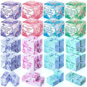 28 Set Valentines Day Gifts Bulk,Anxiety Relief Cubes with Valentines Gift Boxes Hand Held Magic Sensory Stress Cube Valentines Party Favors for Exchange Gifts Prizes Award in Kuwait