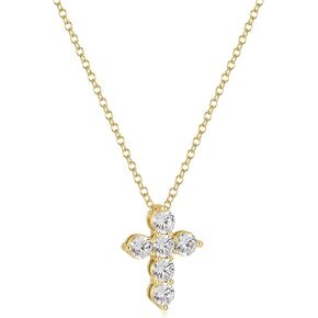 ASHINE Cubic Zirconia Cross Necklace for Women, 14K Gold Plated Brass Faith Pendant with Adjustable 20" Chain in Kuwait