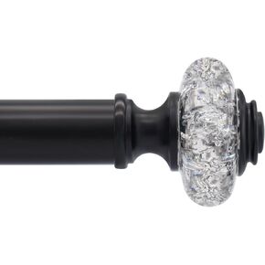 JZKaspar Curtain Rods for Windows 28 to 109 Inches,Heavy Duty Black Curtain Rod, Adjustable Decorative Drapery Rod for Curtains Drapery Bar Luxury Crystal Finials and Brackets,Black in Saudi Arabia