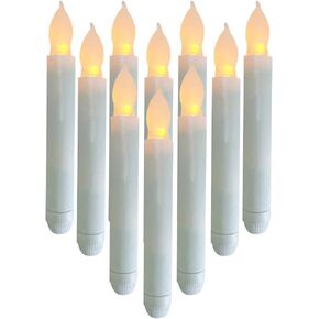 Houdlee Set of 24 Warm White Battery Operated Taper Candles Wax Dipped LED Flicker Amber Realistic Long Taper Candles for Birthday Wedding Party Décor Long Lasting -Batteries Not Included in Saudi Arabia